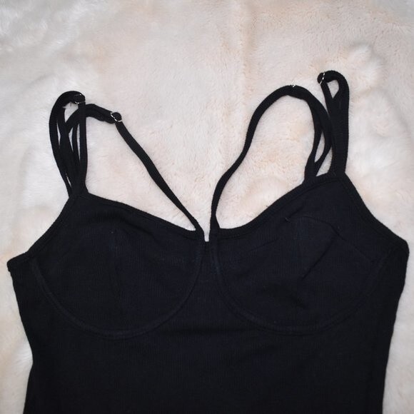 Brooklyn Karma Black Strappy Underwire Bodysuit Size Medium Thong Adjustable - Picture 14 of 16